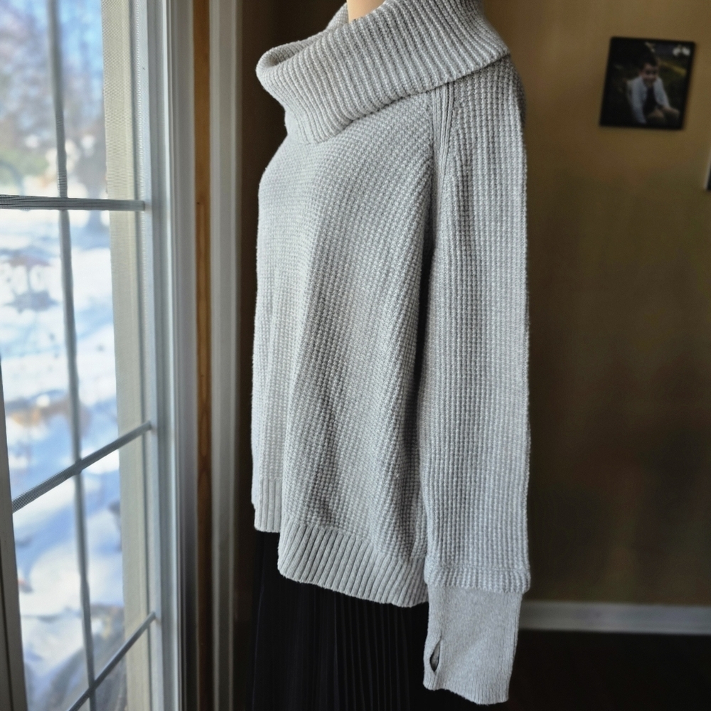 Market & Spruce Sharon Thumb Hole Cotton Blend Pullover‎ Light Gray XL